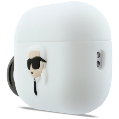 Husa Karl Lagerfeld 3D Karl's Head pentru Apple AirPods Pro 3, Alba
