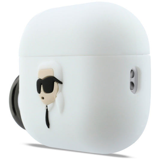 Husa Karl Lagerfeld 3D Karl's Head pentru Apple AirPods Pro 3, Alba
