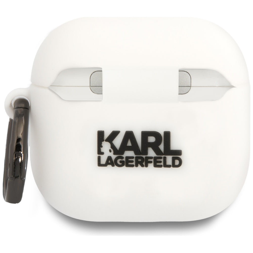 Husa Karl Lagerfeld 3D NFT Karl's Head pentru Apple AirPods 4, Alba