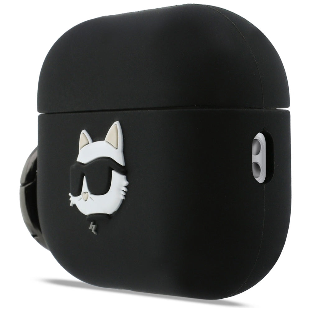 Husa  Karl Lagerfeld Silicone Choupette's Head 3D pentru Apple AirPods Pro 3, Neagra