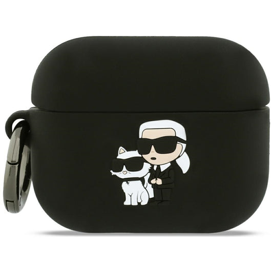 Husa Karl Lagerfeld Silicone Karl & Choupette 3D pentru Apple AirPods Pro 3, Neagra