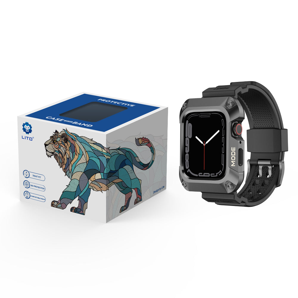 Curea Lito RuggedArmor pentru Apple Watch 44mm Series, Gri