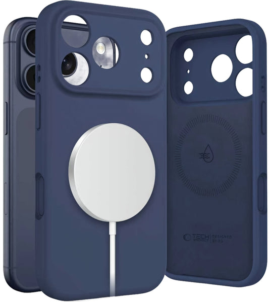 Husa MagSafe pentru Apple iPhone 17 Pro, Tech-Protect, Silicone, Bleumarin