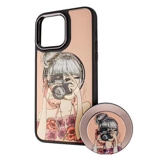 Husa MagSafe pentru Apple iPhone 13 Pro, BOTER, MagPopsocket Photo Girl, Multicolor