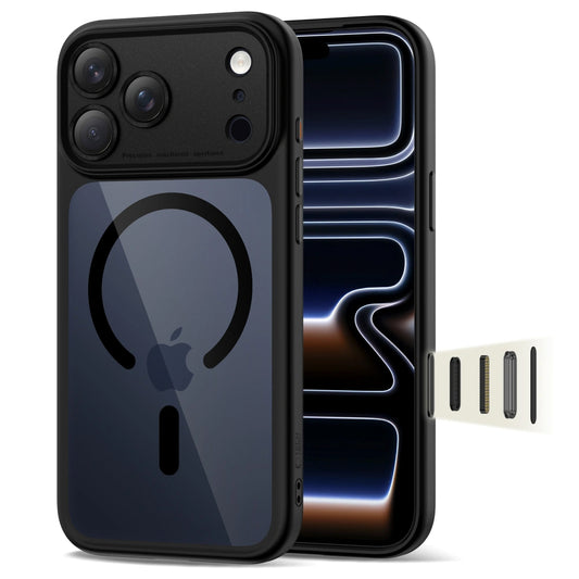 Husa MagSafe pentru Apple iPhone 17 Pro Max, Tech-Protect, MagPeak, Neagra Transparenta