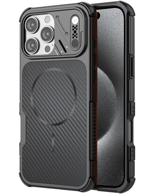 Husa MagSafe pentru Apple iPhone 16 Pro Max, OEM, Carbon and Corner Protection, Neagra