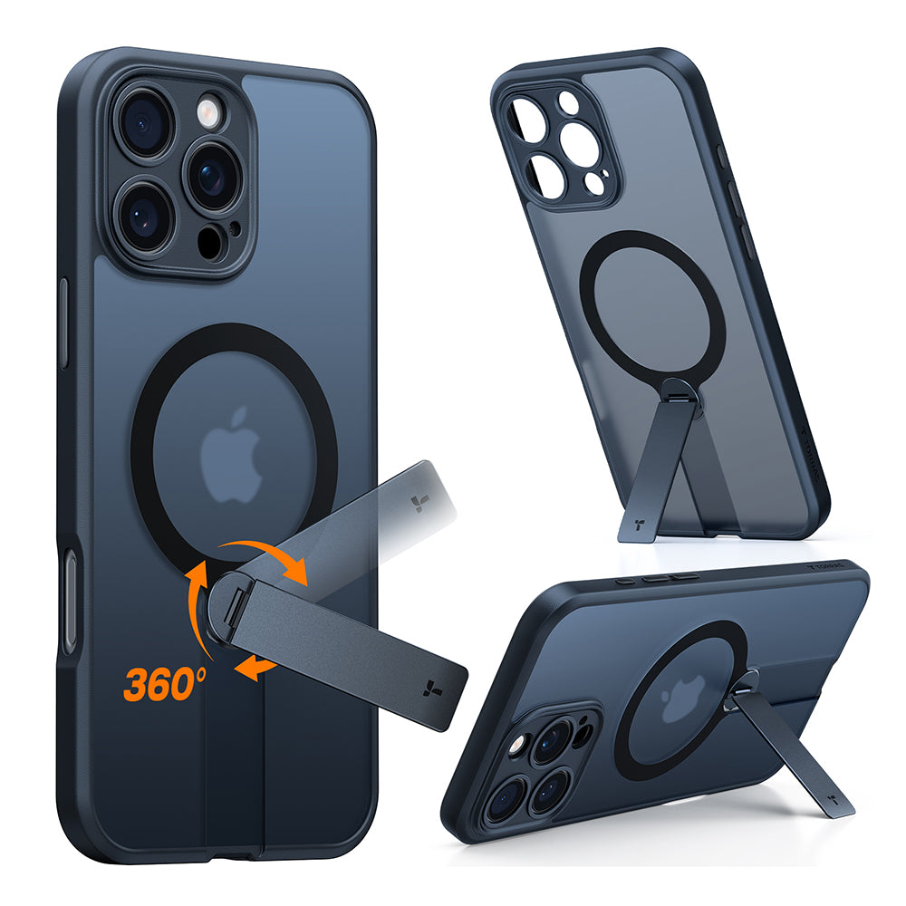 Husa MagSafe pentru Apple iPhone 16 Pro Max, Torras, Pstand Spin, Neagra