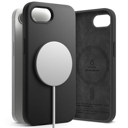 Husa MagSafe pentru Apple iPhone 16e, Ringke, Silicone Magnetic, Neagra
