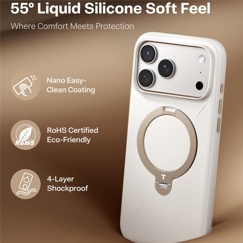 Husa MagSafe pentru Apple iPhone 17 Pro, Torras, QPRO Silicone, Alba