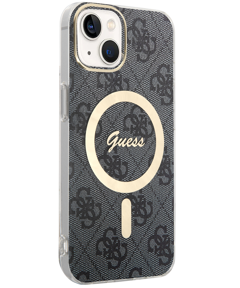 Husa MagSafe pentru Apple iPhone 15, Guess, 4G IML, Neagra GUHMP15SH4STK