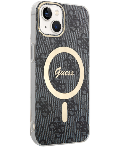 Husa MagSafe pentru Apple iPhone 15, Guess, 4G IML, Neagra GUHMP15SH4STK