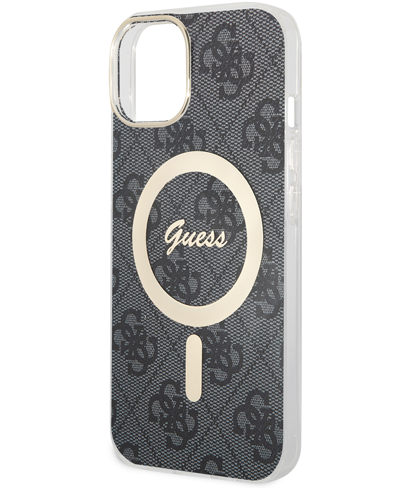 Husa MagSafe pentru Apple iPhone 15, Guess, 4G IML, Neagra GUHMP15SH4STK