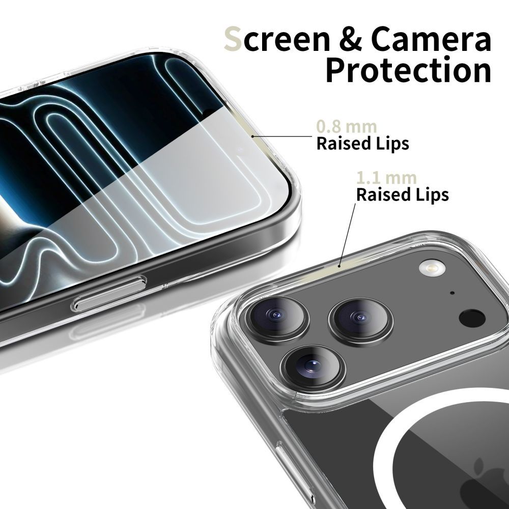 Husa MagSafe pentru Apple iPhone 17 Pro, Tech-Protect, Flexair Hybrid CC, Transparenta