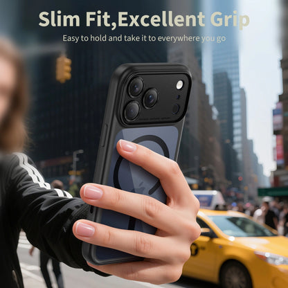 Husa MagSafe pentru Apple iPhone 17 Pro Max, Tech-Protect, MagPeak, Neagra Transparenta