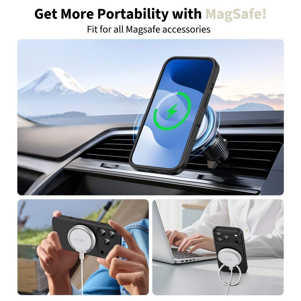 Husa MagSafe pentru Apple iPhone 17 Pro Max, Tech-Protect, Silicone, Neagra