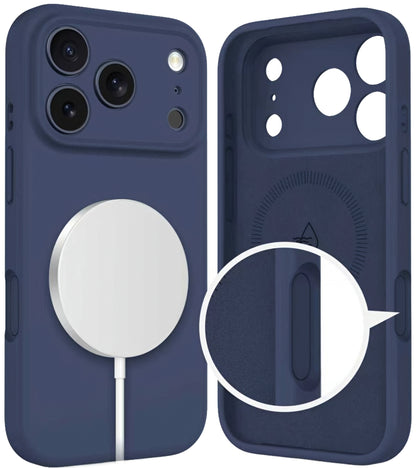 Husa MagSafe pentru Apple iPhone 17 Pro, Tech-Protect, Silicone, Bleumarin