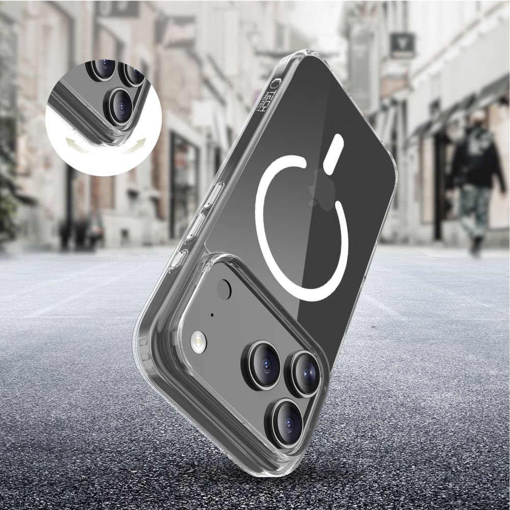 Husa MagSafe pentru Apple iPhone 17 Pro Max, Tech-Protect, Flexair Hybrid CC, Transparenta