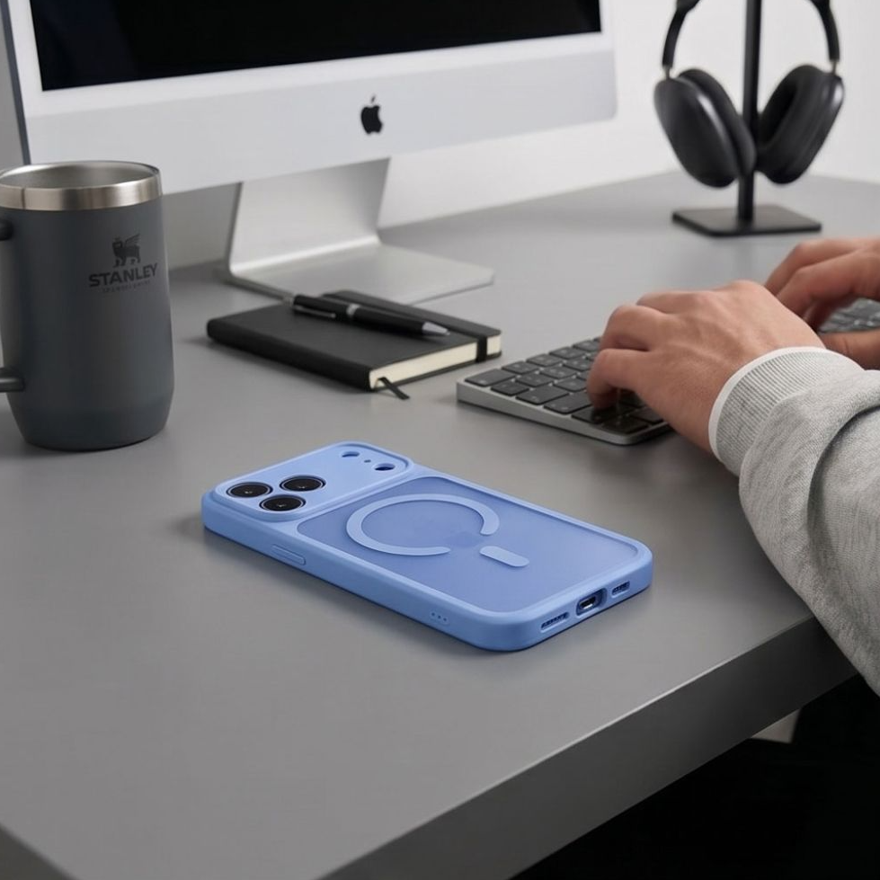 Husa MagSafe pentru Apple iPhone 18 Pro / 17 Pro, Tech-Protect, BasicMag, Albastra Mata
