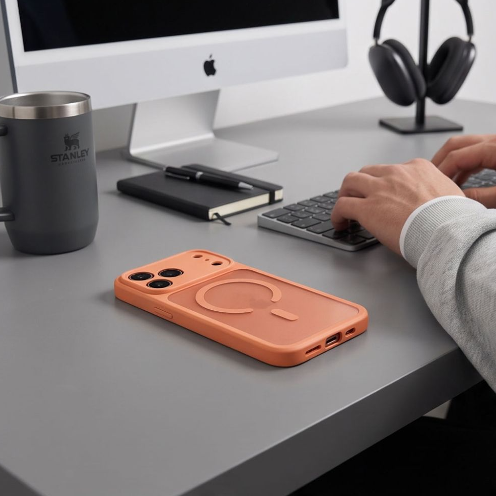 Husa MagSafe pentru Apple iPhone 18 Pro / 17 Pro, Tech-Protect, BasicMag, Portocalie Mata