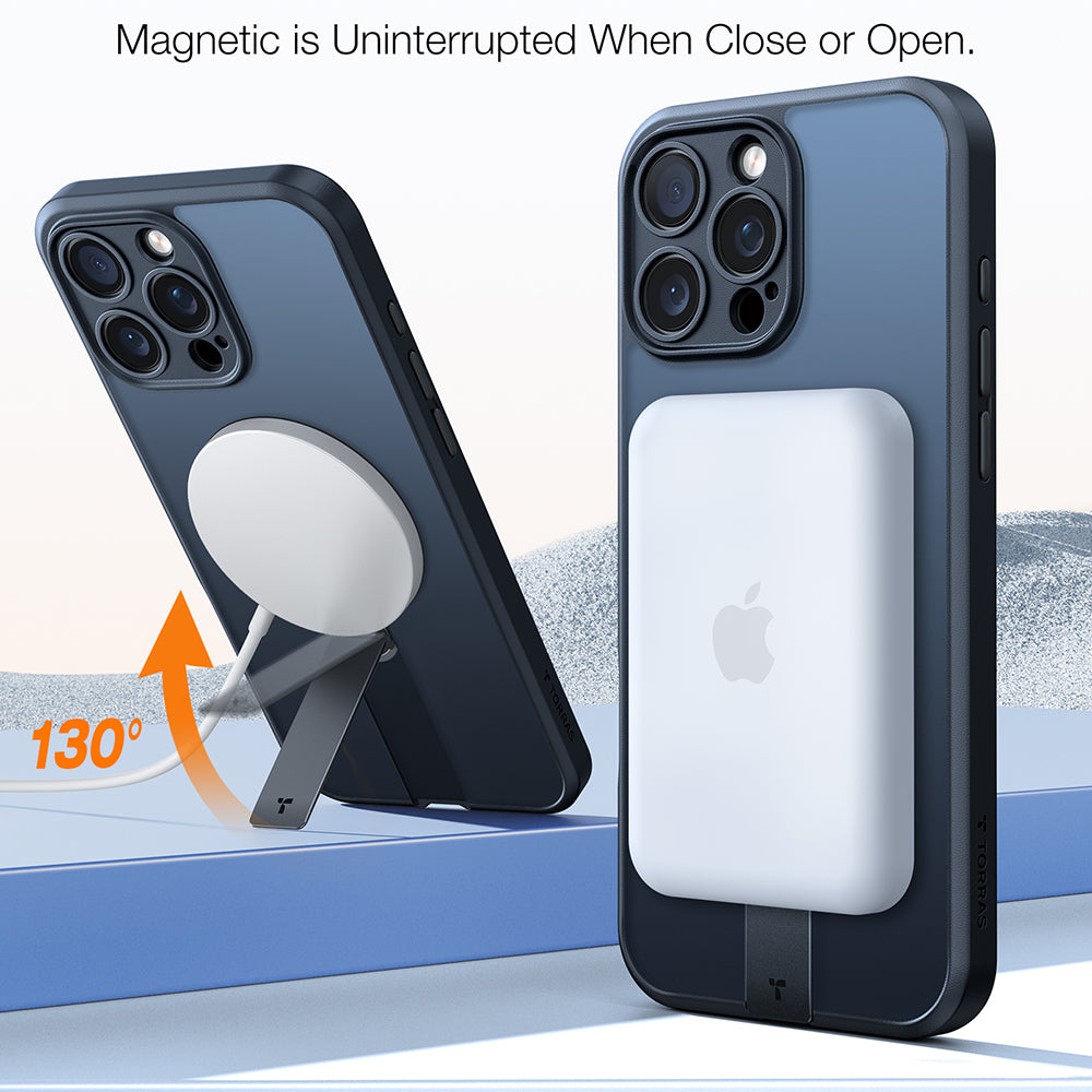 Husa MagSafe pentru Apple iPhone 16 Pro Max, Torras, Pstand Spin, Neagra