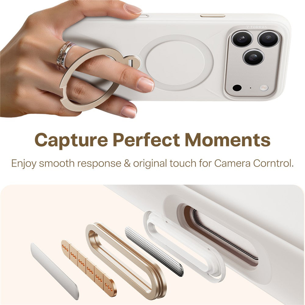 Husa MagSafe pentru Apple iPhone 17 Pro, Torras, QPRO Silicone, Alba