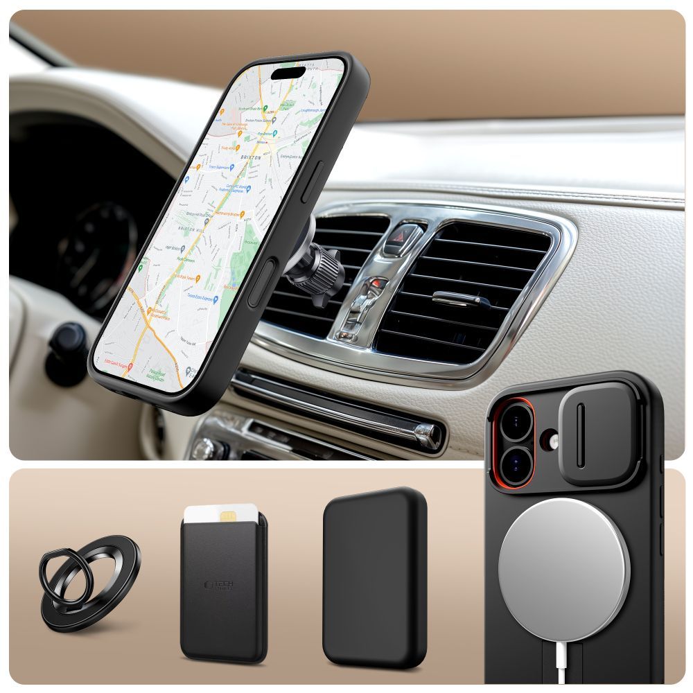 Husa MagSafe pentru Apple iPhone 17, Tech-Protect, Kevlar Aura, Neagra