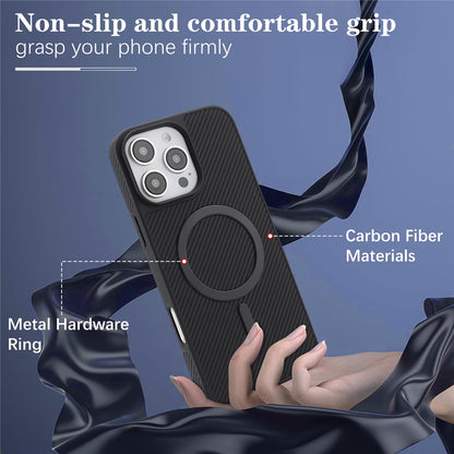 Husa MagSafe pentru Apple iPhone 16 Pro Max, OEM, Carbon Metal Ring, Neagra