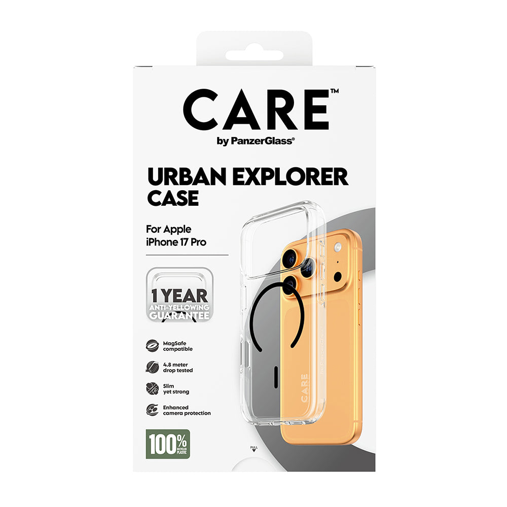 Husa MagSafe pentru Apple iPhone 17 Pro, PanzerGlass, Care Urban Explorer, Transparenta Alba, Resigilata