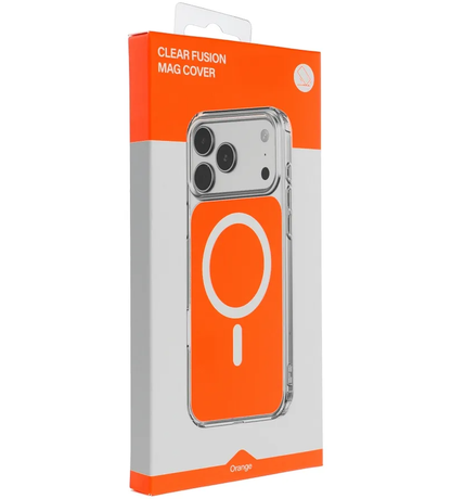 Husa MagSafe pentru Apple iPhone 17e / 16e, OEM, Clear Fusion Mag Cover, Portocalie