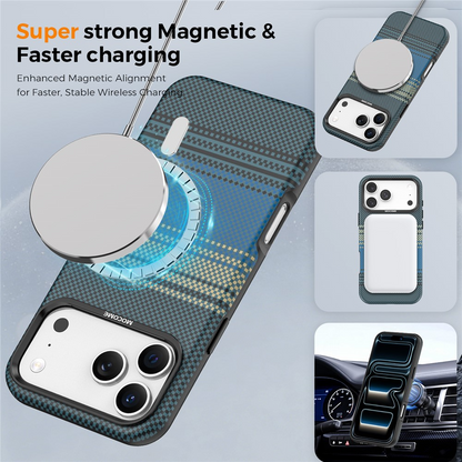 Husa MagSafe pentru Apple iPhone 17 Pro Max, OEM, Gradient Rainbow, Bleumarin