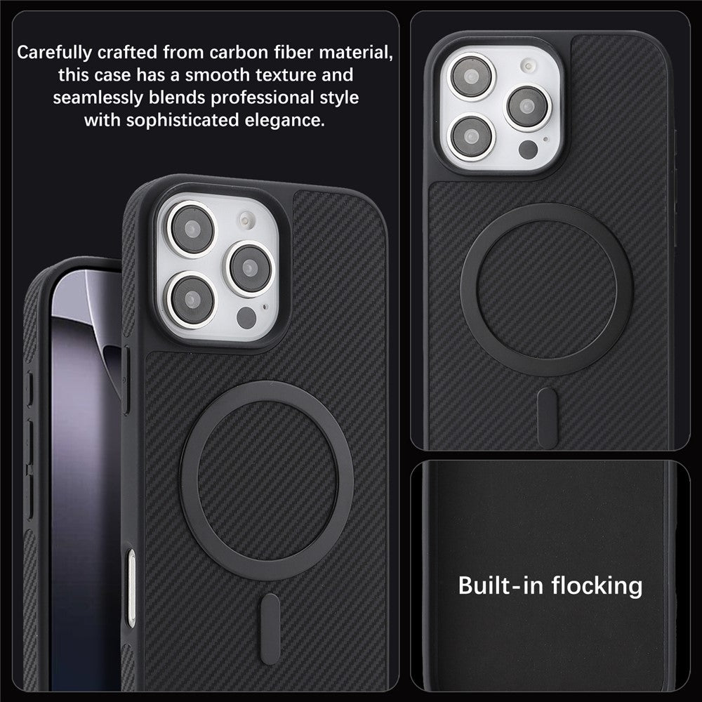 Husa MagSafe pentru Apple iPhone 16 Pro Max, OEM, Carbon Metal Ring, Neagra
