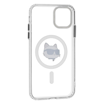 Husa MagSafe pentru Apple iPhone 11, Karl Lagerfeld, IML Metal Choupette's Head, Alba