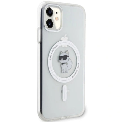 Husa MagSafe pentru Apple iPhone 11, Karl Lagerfeld, IML Metal Choupette's Head, Alba