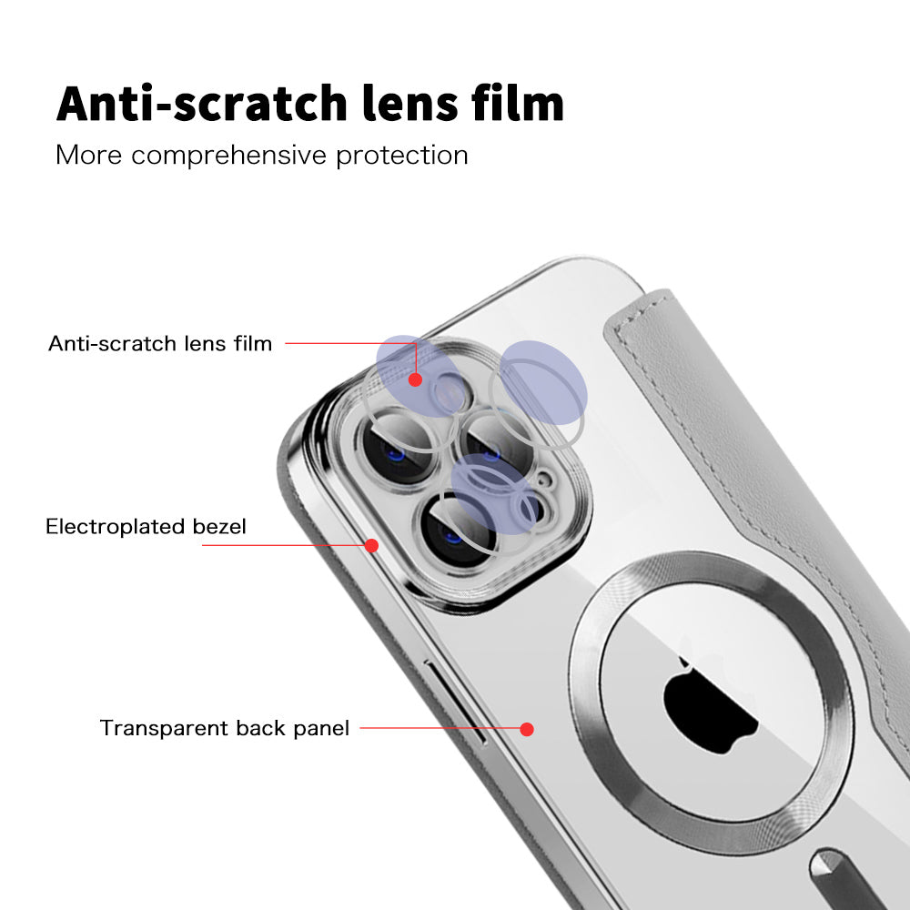 Husa MagSafe pentru Apple iPhone 11 Pro Max, Techsuit, SmartMag Book, Gri