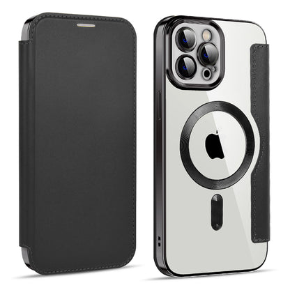 Husa MagSafe pentru Apple iPhone 11 Pro Max, Techsuit, SmartMag Book, Neagra