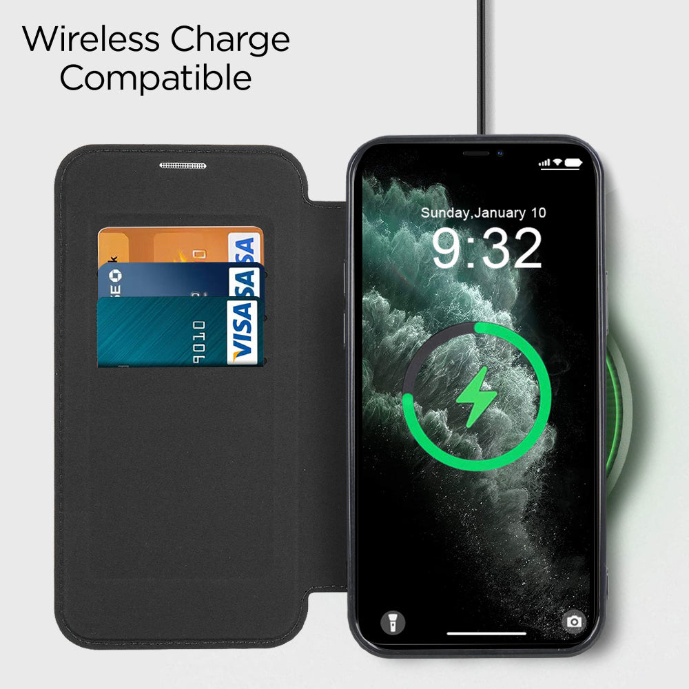 Husa MagSafe pentru Apple iPhone 11 Pro Max, Techsuit, SmartMag Book, Neagra