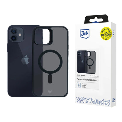 Husa MagSafe pentru Apple iPhone 12 / 12 Pro, 3MK, Smoke MagCase, Neagra