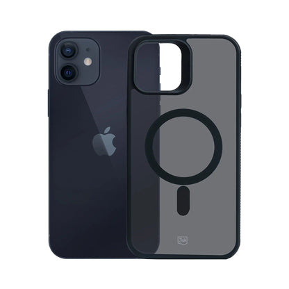 Husa MagSafe pentru Apple iPhone 12 / 12 Pro, 3MK, Smoke MagCase, Neagra