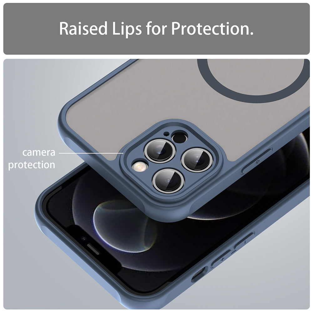 Husa MagSafe pentru Apple iPhone 12 Pro Max, Techsuit, HaloFrost II, Bleumarin