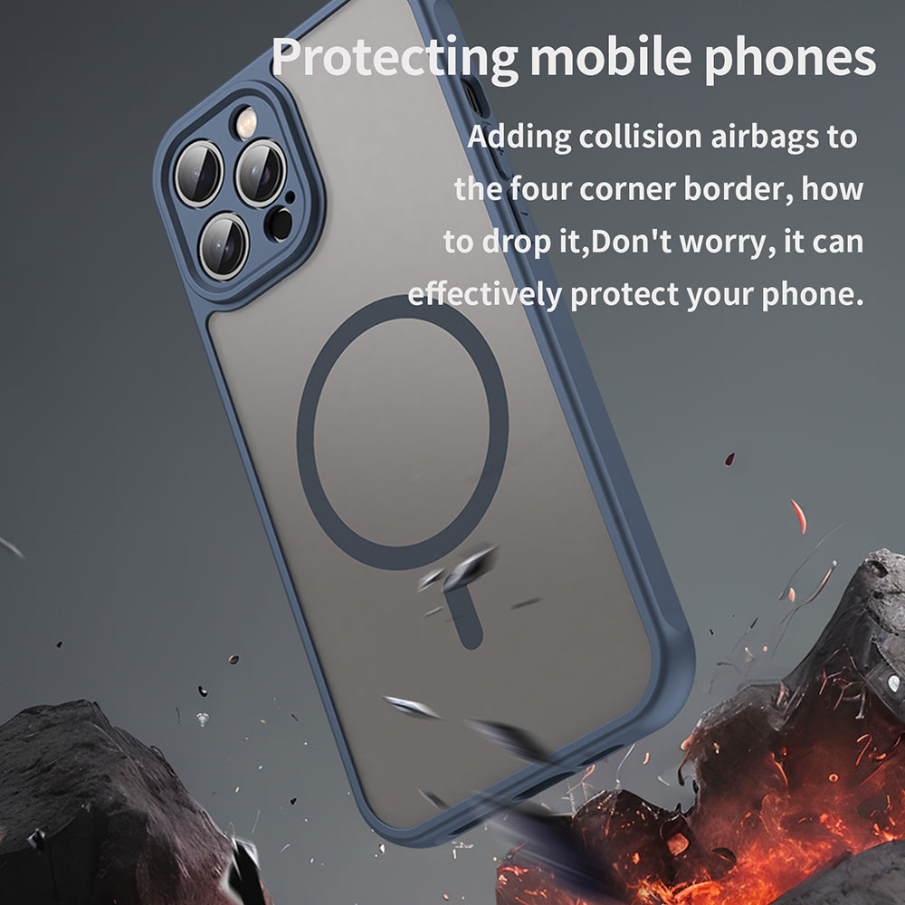 Husa MagSafe pentru Apple iPhone 12 Pro Max, Techsuit, HaloFrost II, Bleumarin