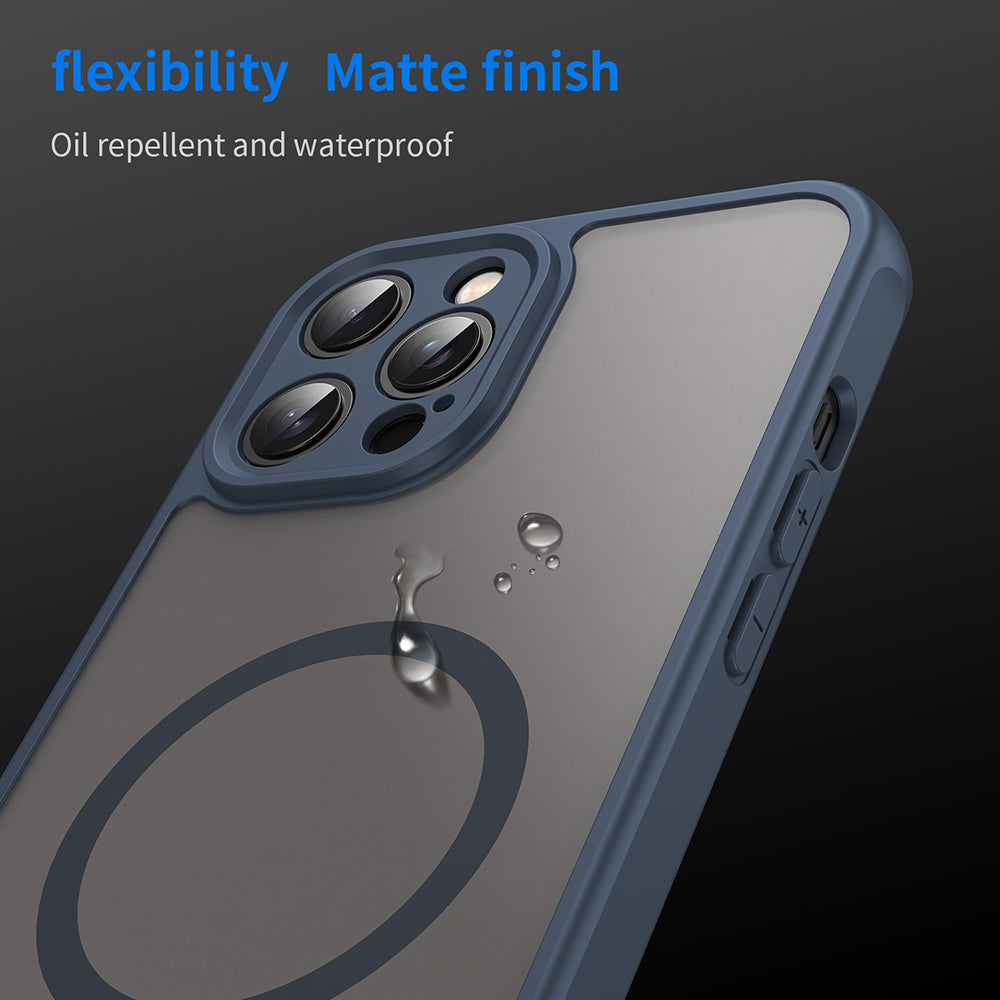Husa MagSafe pentru Apple iPhone 12 Pro Max, Techsuit, HaloFrost II, Bleumarin