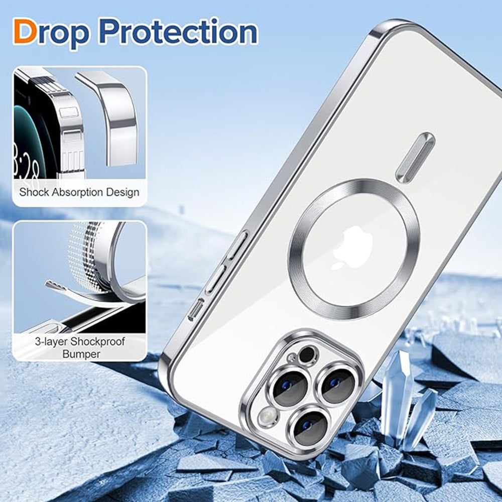Husa MagSafe pentru Apple iPhone 12 Pro Max, Techsuit, Luxury Crystal, Argintie
