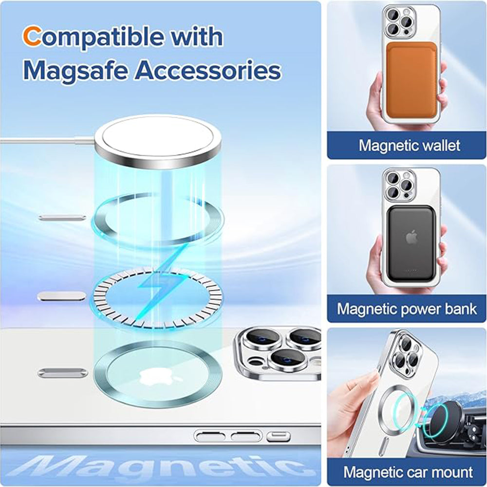 Husa MagSafe pentru Apple iPhone 12 Pro Max, Techsuit, Luxury Crystal, Argintie