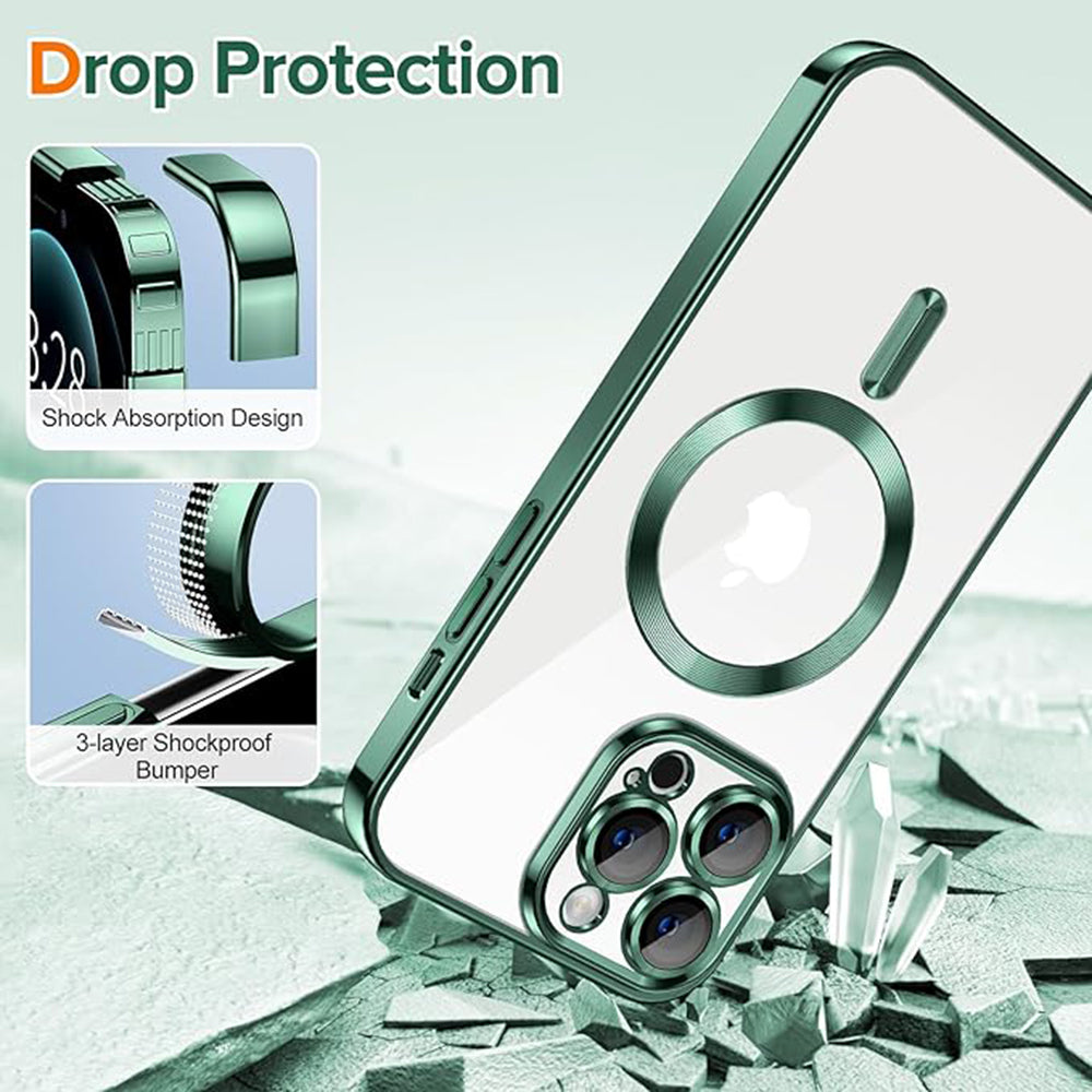 Husa MagSafe pentru Apple iPhone 12 Pro Max, Techsuit, Luxury Crystal, Verde Inchis
