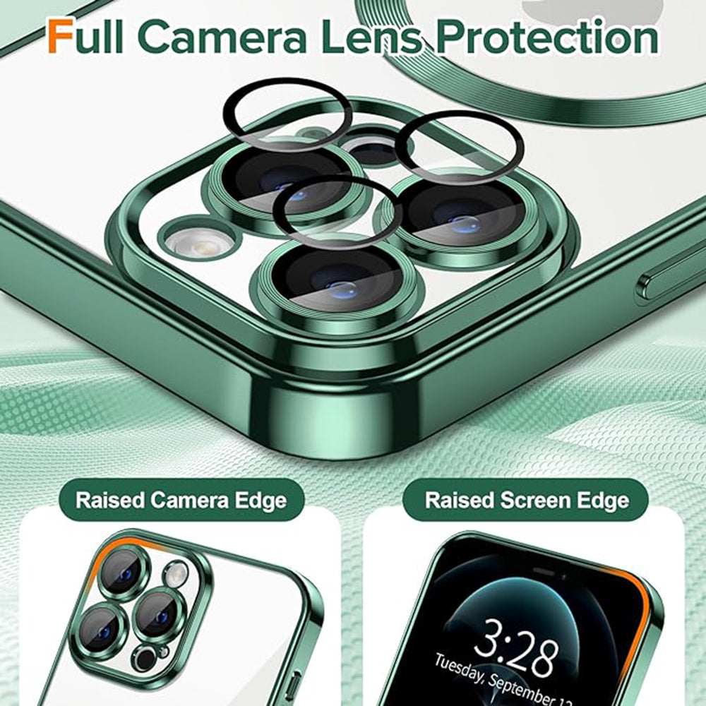 Husa MagSafe pentru Apple iPhone 12 Pro Max, Techsuit, Luxury Crystal, Verde Inchis