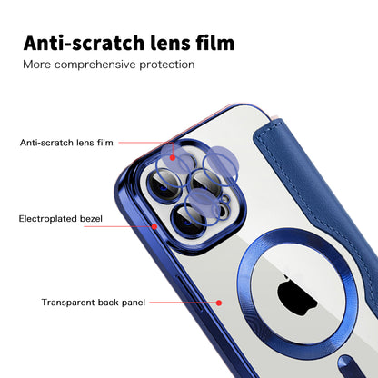 Husa MagSafe pentru Apple iPhone 12 Pro Max, Techsuit, SmartMag Book, Albastra