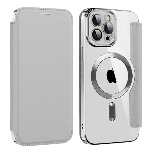 Husa MagSafe pentru Apple iPhone 12 Pro Max, Techsuit, SmartMag Book, Gri