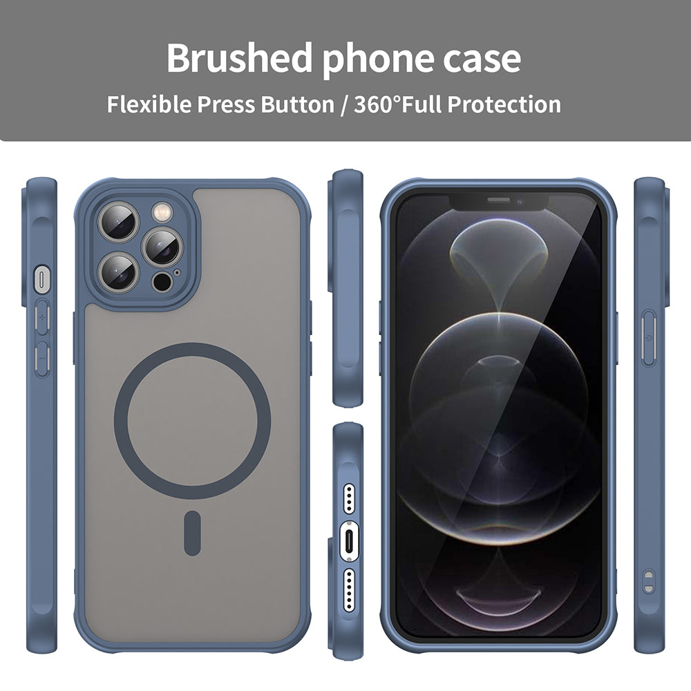 Husa MagSafe pentru Apple iPhone 12 Pro, Techsuit, HaloFrost II, Bleumarin