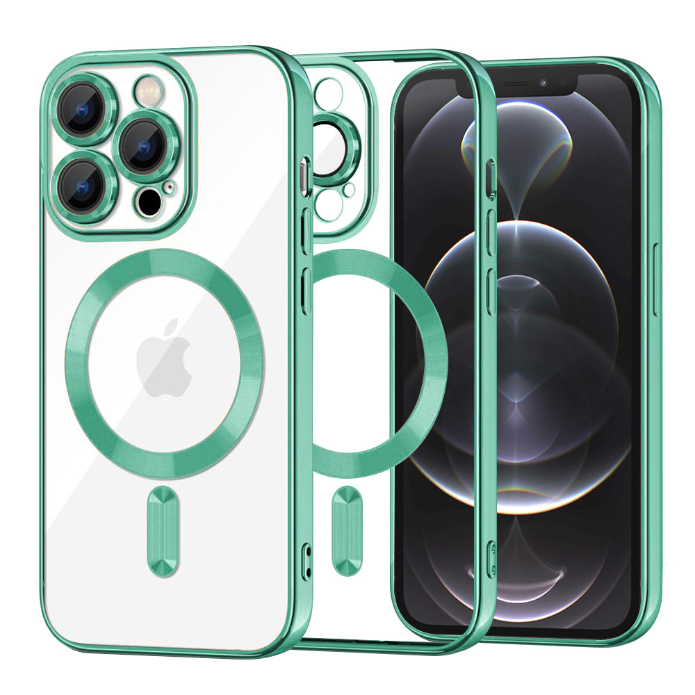 Husa MagSafe pentru Apple iPhone 12 Pro, Techsuit, Luxury Crystal, Verde Deschis