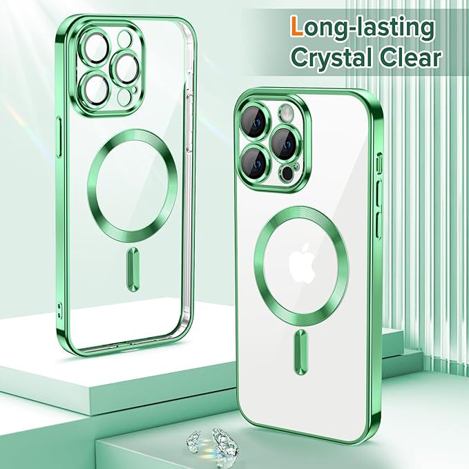Husa MagSafe pentru Apple iPhone 12 Pro, Techsuit, Luxury Crystal, Verde Deschis